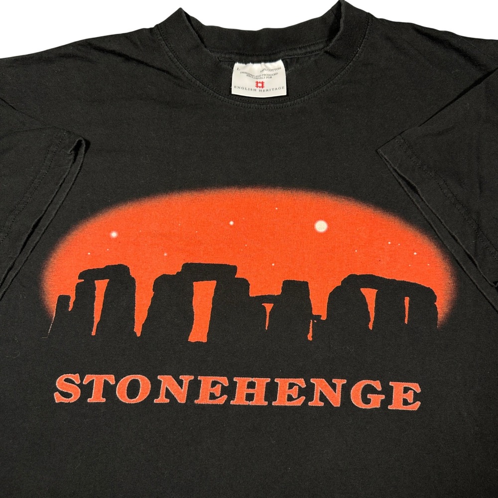 Vintage Souvenir Stonehenge Graphic T-Shirt English Heritage Mens Large Black